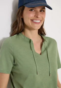 Kurzarm Shirt mit Split Neck