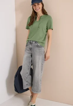 Kurzarm Shirt mit Split Neck