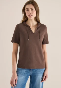 Kurzarm Shirt mit Split Neck
