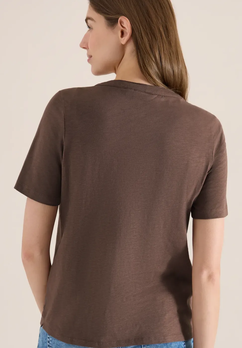 Kurzarm Shirt mit Split Neck