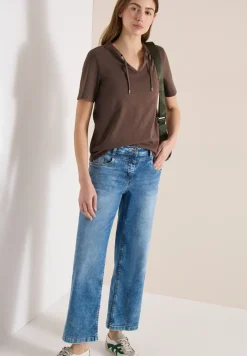 Kurzarm Shirt mit Split Neck