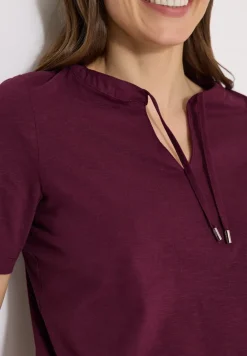 Kurzarm Shirt mit Split Neck