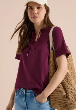 Kurzarm Shirt mit Split Neck