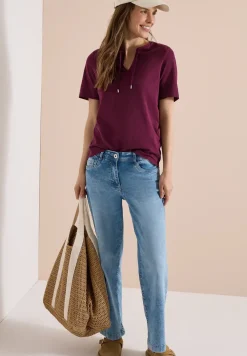 Kurzarm Shirt mit Split Neck