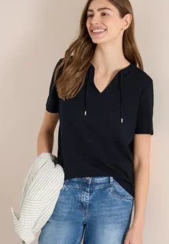 Kurzarm Shirt mit Split Neck