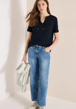 Kurzarm Shirt mit Split Neck
