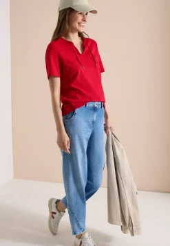 Kurzarm Shirt mit Split Neck