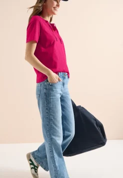 Kurzarm Shirt mit Split Neck