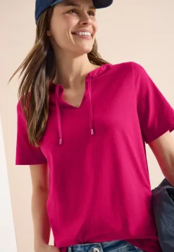Kurzarm Shirt mit Split Neck