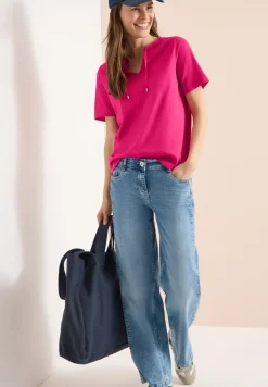 Kurzarm Shirt mit Split Neck