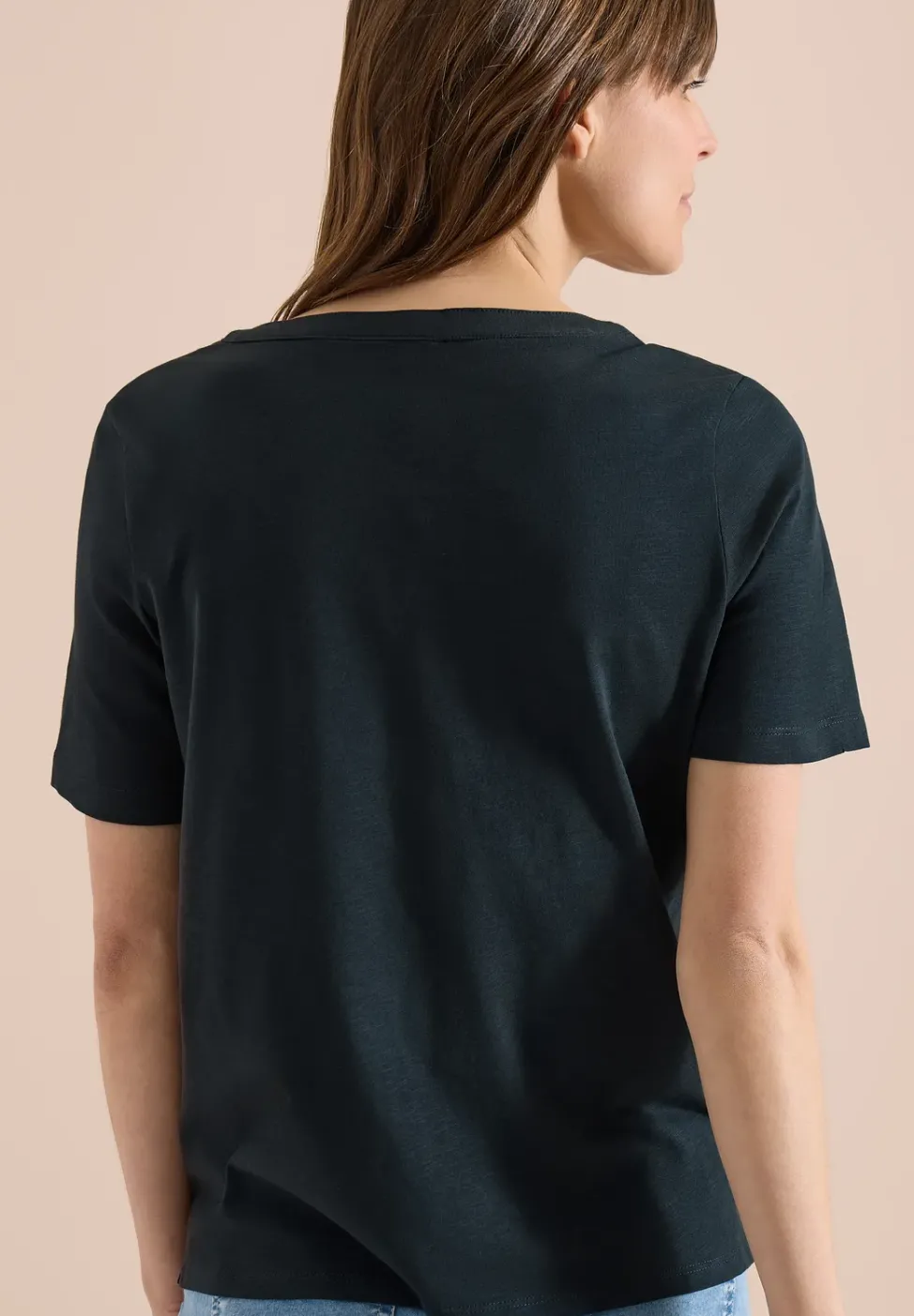 Kurzarm Shirt mit Split Neck