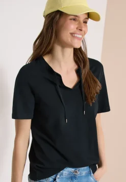 Kurzarm Shirt mit Split Neck