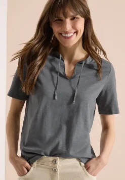 Kurzarm Shirt mit Split Neck