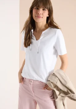 Kurzarm Shirt mit Split Neck