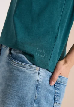 Kurzarm Shirt mit Split Neck