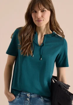 Kurzarm Shirt mit Split Neck