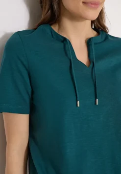 Kurzarm Shirt mit Split Neck