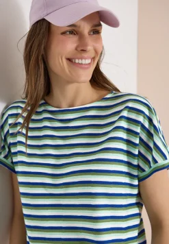 Kurzarm Shirt mit Struktur und Streifen