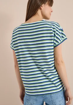 Kurzarm Shirt mit Struktur und Streifen