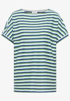 Kurzarm Shirt mit Struktur und Streifen