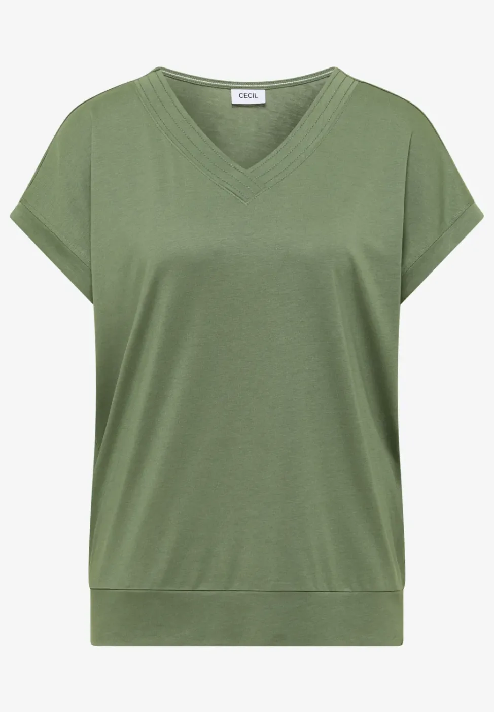 Kurzarm Shirt mit V-Neck in Unifarbe