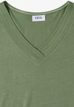 Kurzarm Shirt mit V-Neck in Unifarbe