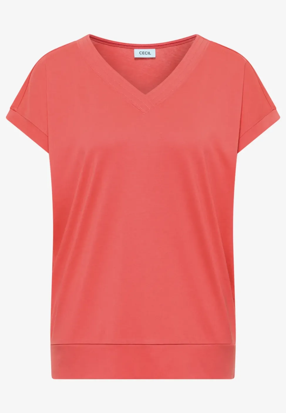 Kurzarm Shirt mit V-Neck in Unifarbe