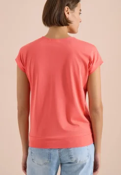 Kurzarm Shirt mit V-Neck in Unifarbe