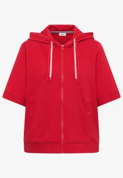 Kurzarm Sweatjacke mit Kapuze