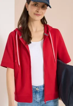 Kurzarm Sweatjacke mit Kapuze