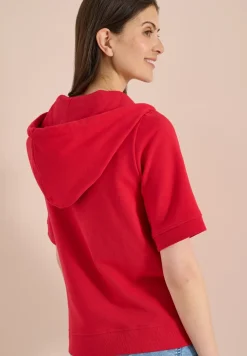 Kurzarm Sweatjacke mit Kapuze