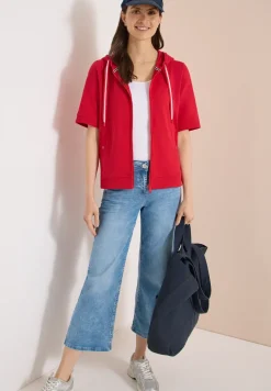 Kurzarm Sweatjacke mit Kapuze