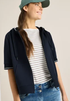 Kurzarm Sweatjacke mit Kapuze