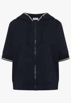 Kurzarm Sweatjacke mit Kapuze