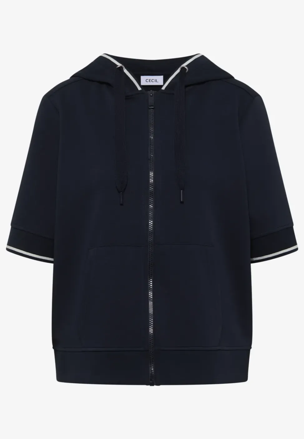 Kurzarm Sweatjacke mit Kapuze