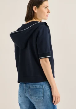 Kurzarm Sweatjacke mit Kapuze