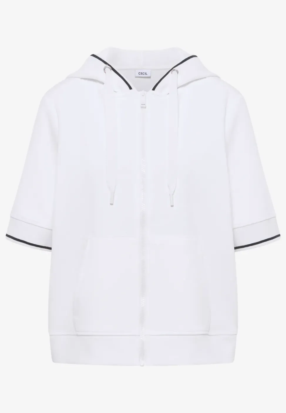 Kurzarm Sweatjacke mit Kapuze