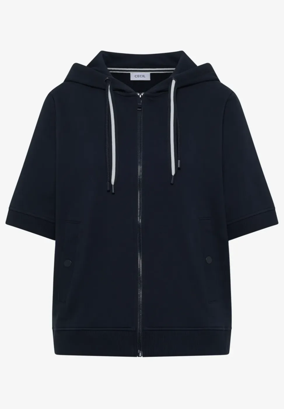 Kurzarm Sweatjacke mit Kapuze