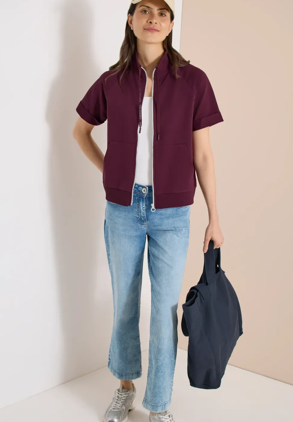 Kurzarm Sweatjacke mit Zipper