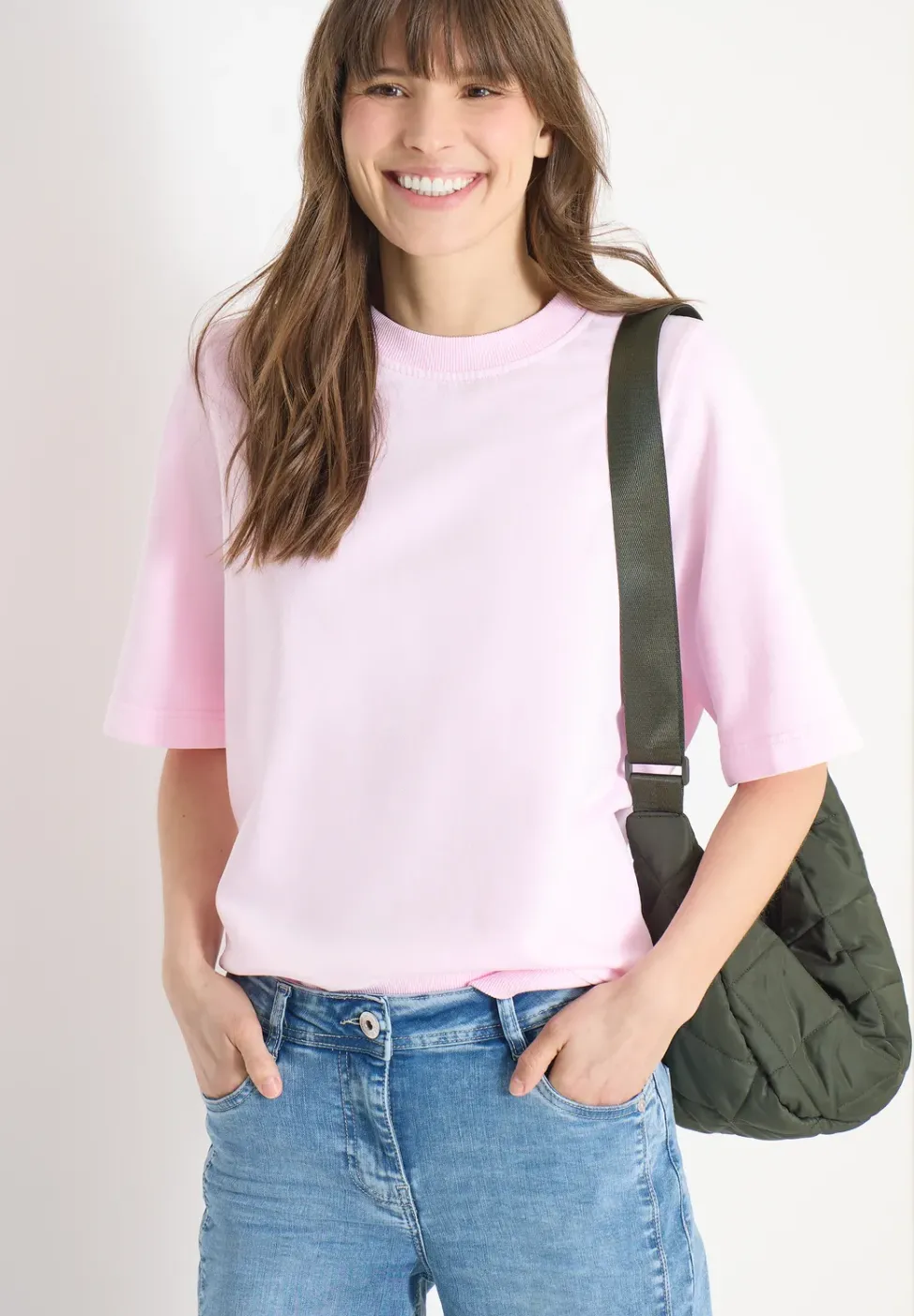 Kurzarm Sweatshirt im Garment dye Look