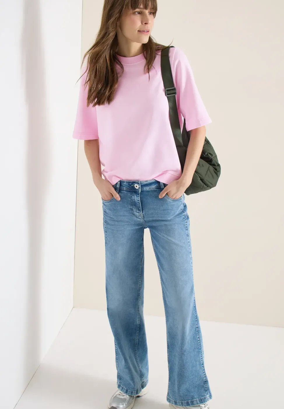 Kurzarm Sweatshirt im Garment dye Look