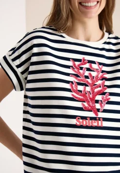 Kurzarm Sweatshirt mit breiten Streifen