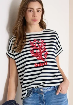 Kurzarm Sweatshirt mit breiten Streifen