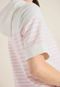 Kurzarm Sweatshirt mit Kapuze und Streifen