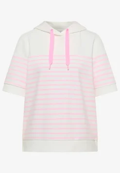 Kurzarm Sweatshirt mit Kapuze und Streifen