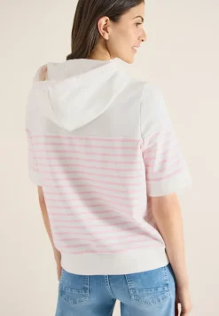 Kurzarm Sweatshirt mit Kapuze und Streifen