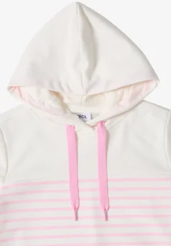 Kurzarm Sweatshirt mit Kapuze und Streifen