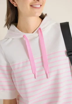 Kurzarm Sweatshirt mit Kapuze und Streifen