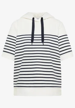Kurzarm Sweatshirt mit Kapuze und Streifen