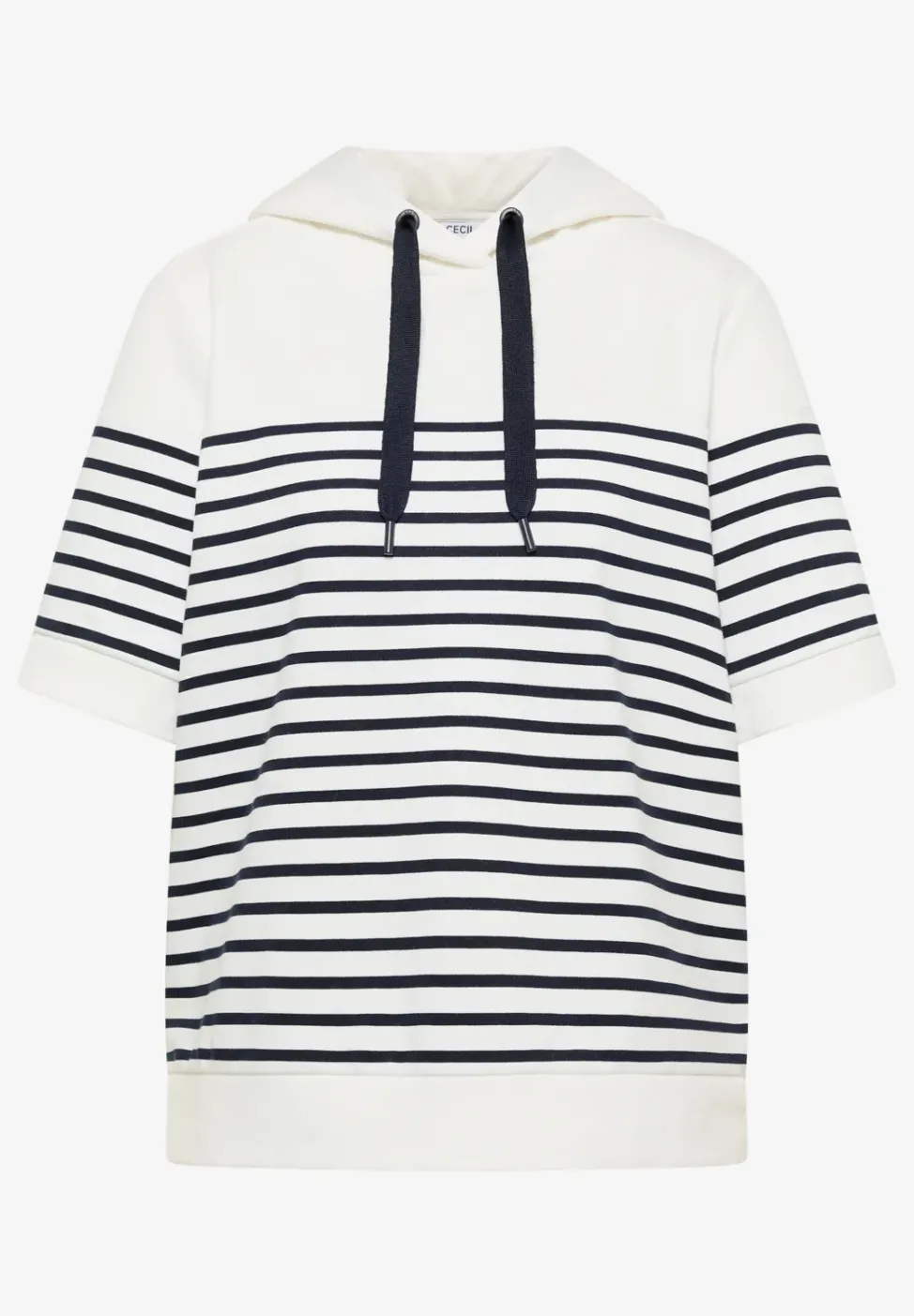 Kurzarm Sweatshirt mit Kapuze und Streifen